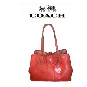 Coach Orange Patent Leather Kiss Lock Shoulder Bag